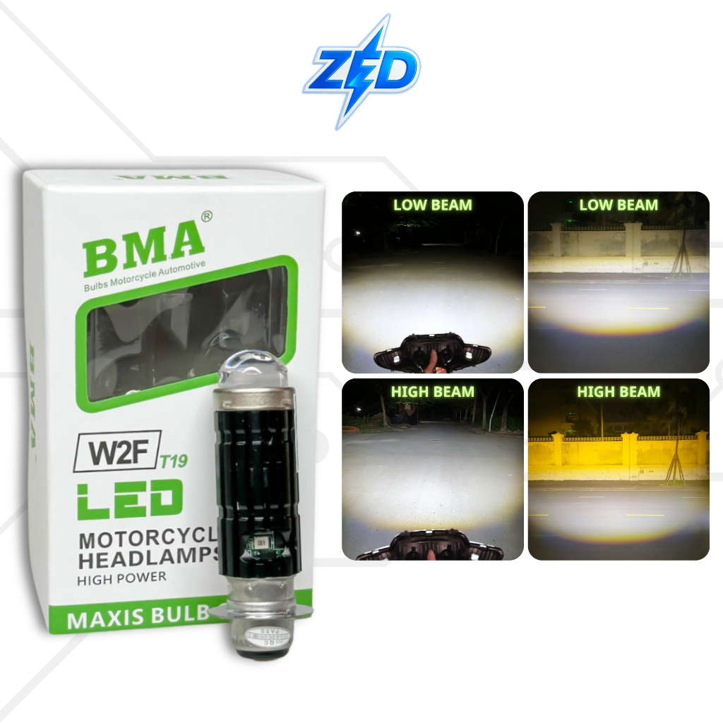 Đèn Bi Cầu W2F BMA Chân M5 - T19 30W 12,24V Điện Bình Xe Máy Ánh Sáng Trắng Vàng