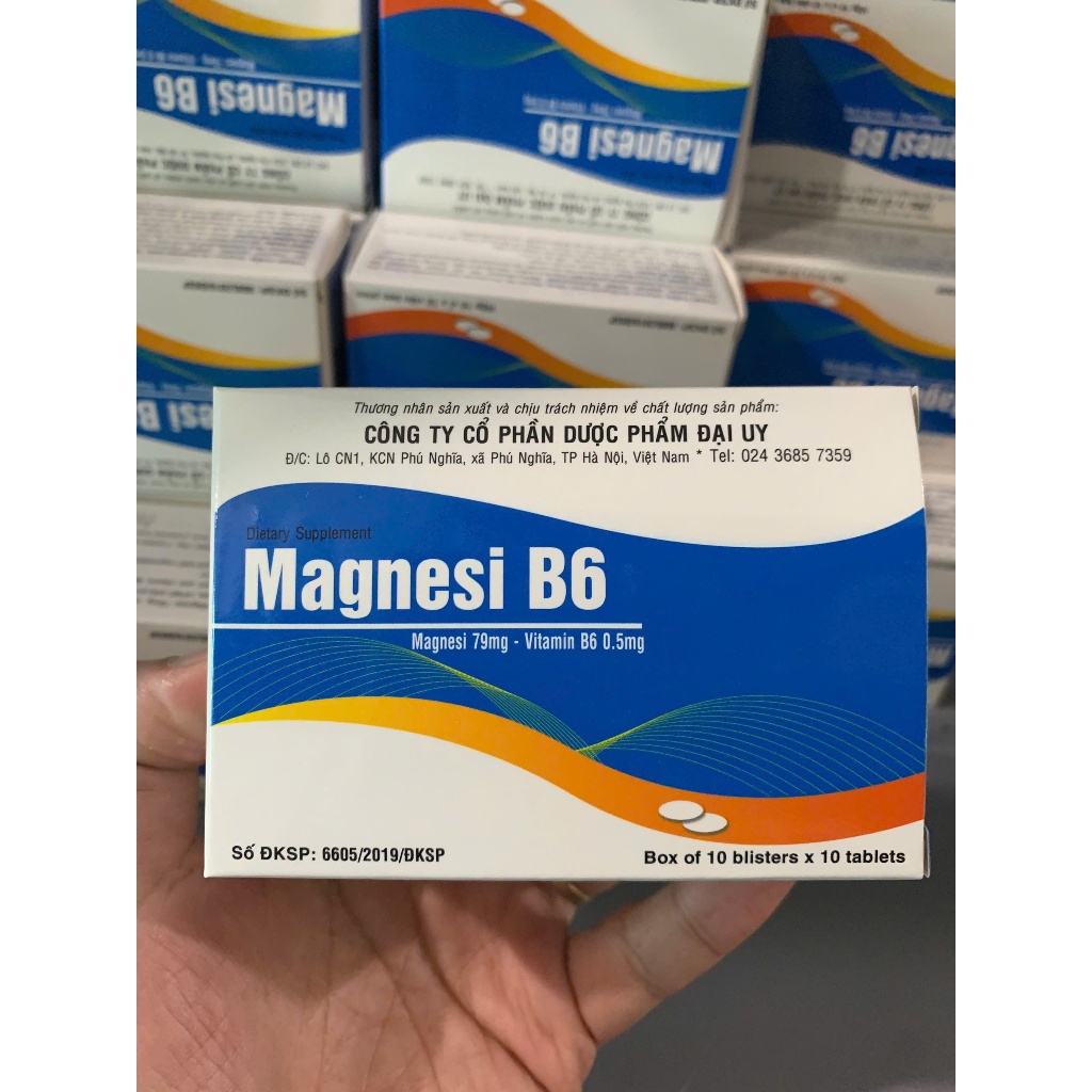 Magnesi B6 - Đại Uy - hộp 100 viên - Bổ sung magie và vitamin B6 cho cơ thể