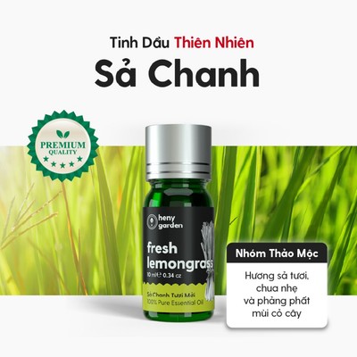 Tinh Dầu Sả Chanh Nguyên Chất Đậm Đặc Xông Thơm Phòng, Làm Nến Thơm Thiên Nhiên, Khử Mùi Heny Garden 10mL