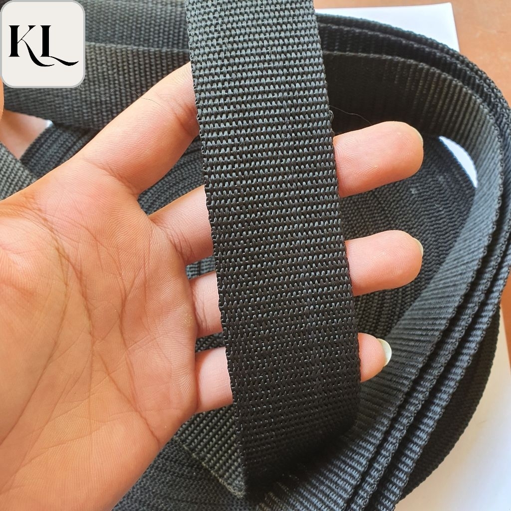 (COMBO 2 - 10) mét dây đai dù dẹt đen bản 2,5 cm, 3,8 cm