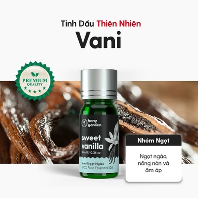 Tinh Dầu Vani Nguyên Chất Đậm Đặc Xông Thơm Phòng, Làm Nến Thơm Thiên Nhiên, Giúp Dễ Ngủ Heny Garden 10mL