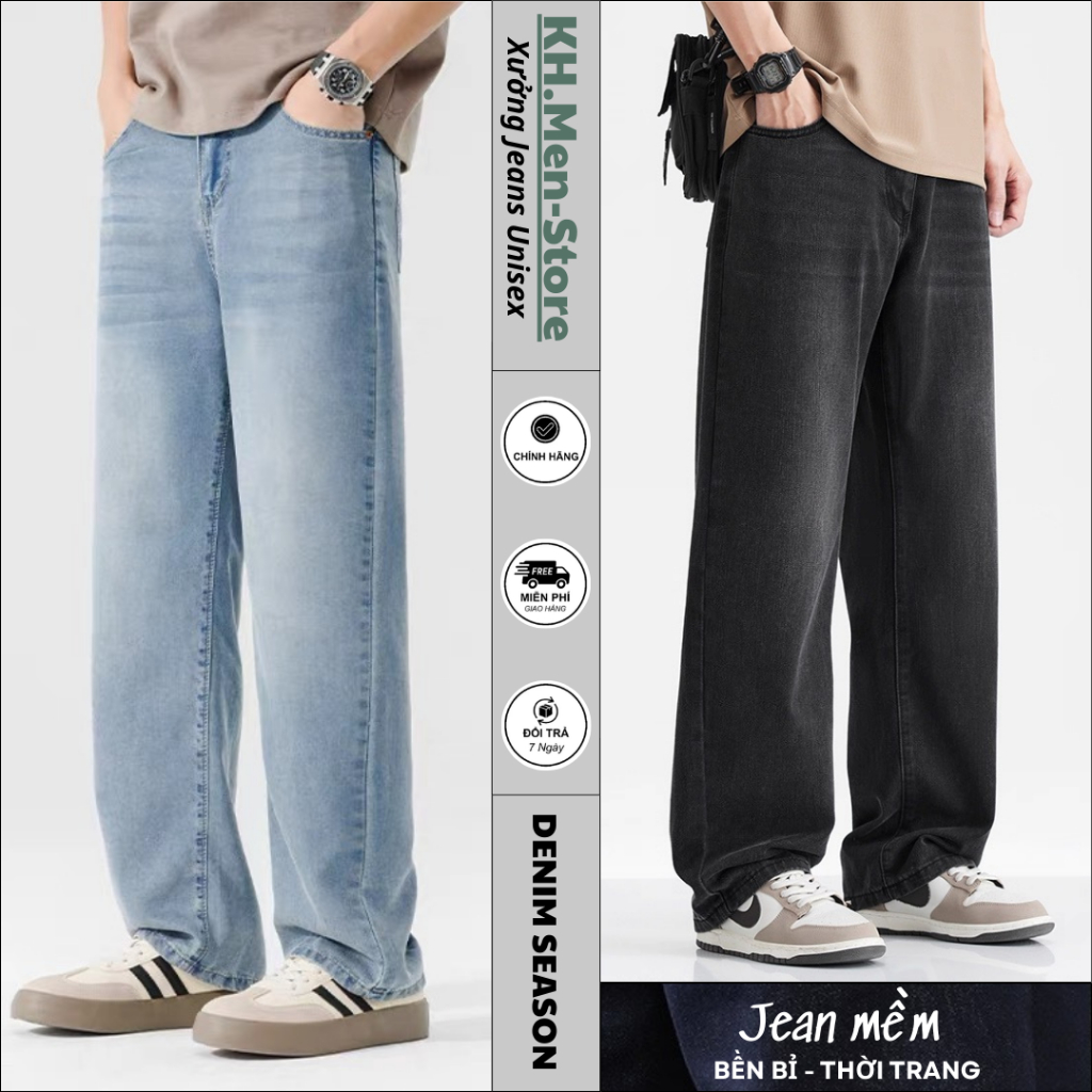 Quần jean ống rộng wash 3 màu