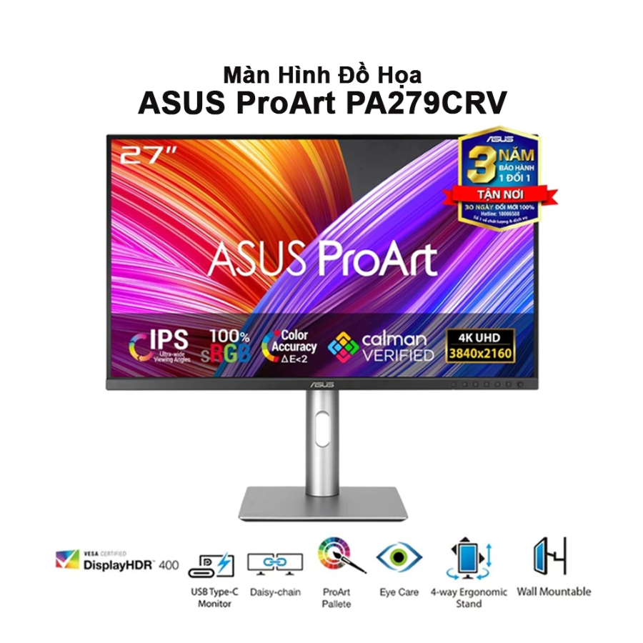 Màn Hình Đồ Họa ASUS ProArt PA279CRV (27 inch IPS 4K UHD 60Hz 5ms)  Bảo hành 36 tháng