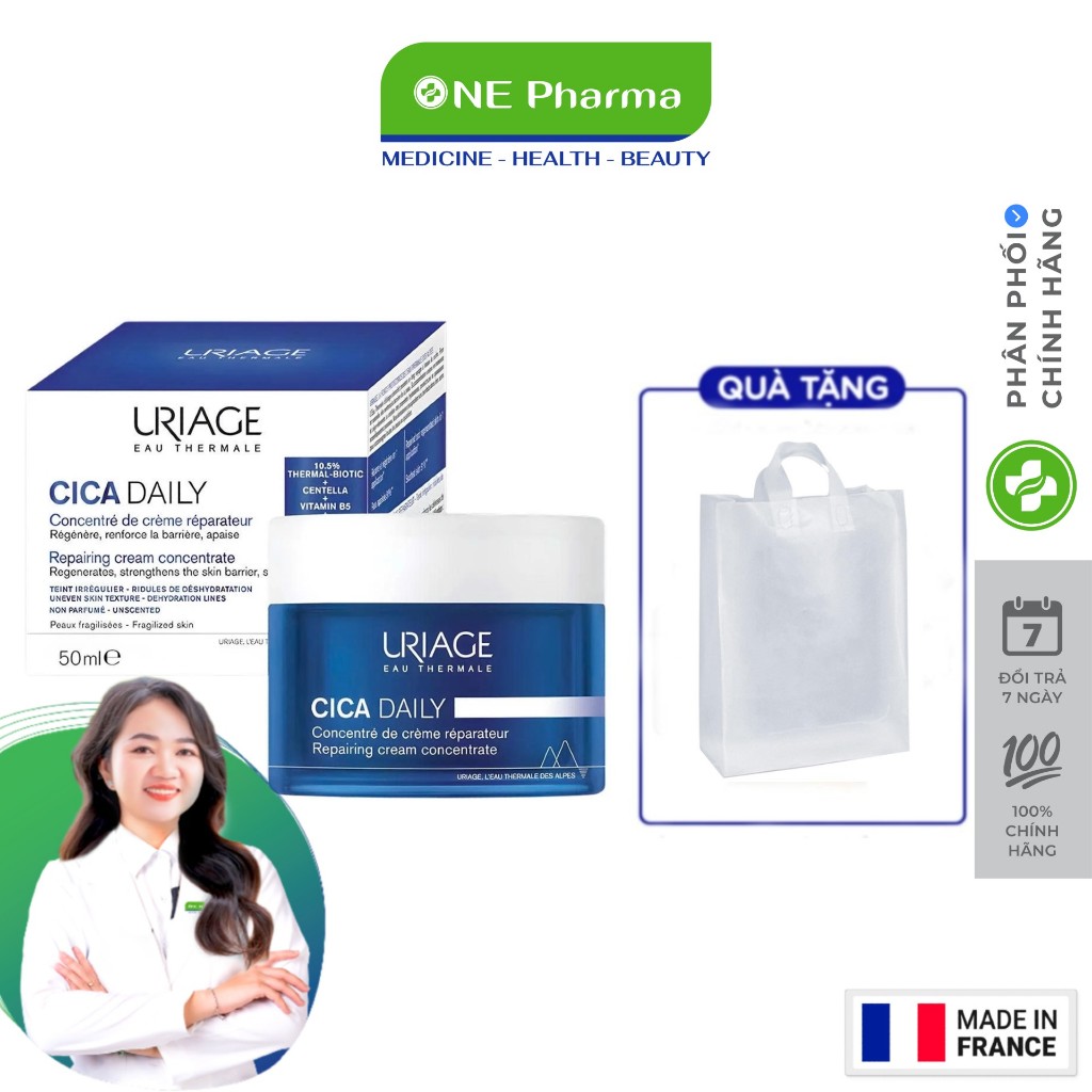 Kem Dưỡng Uriage Cica Daily Cream Concentrate 50mL Dưỡng Ẩm, Phục Hồi Da