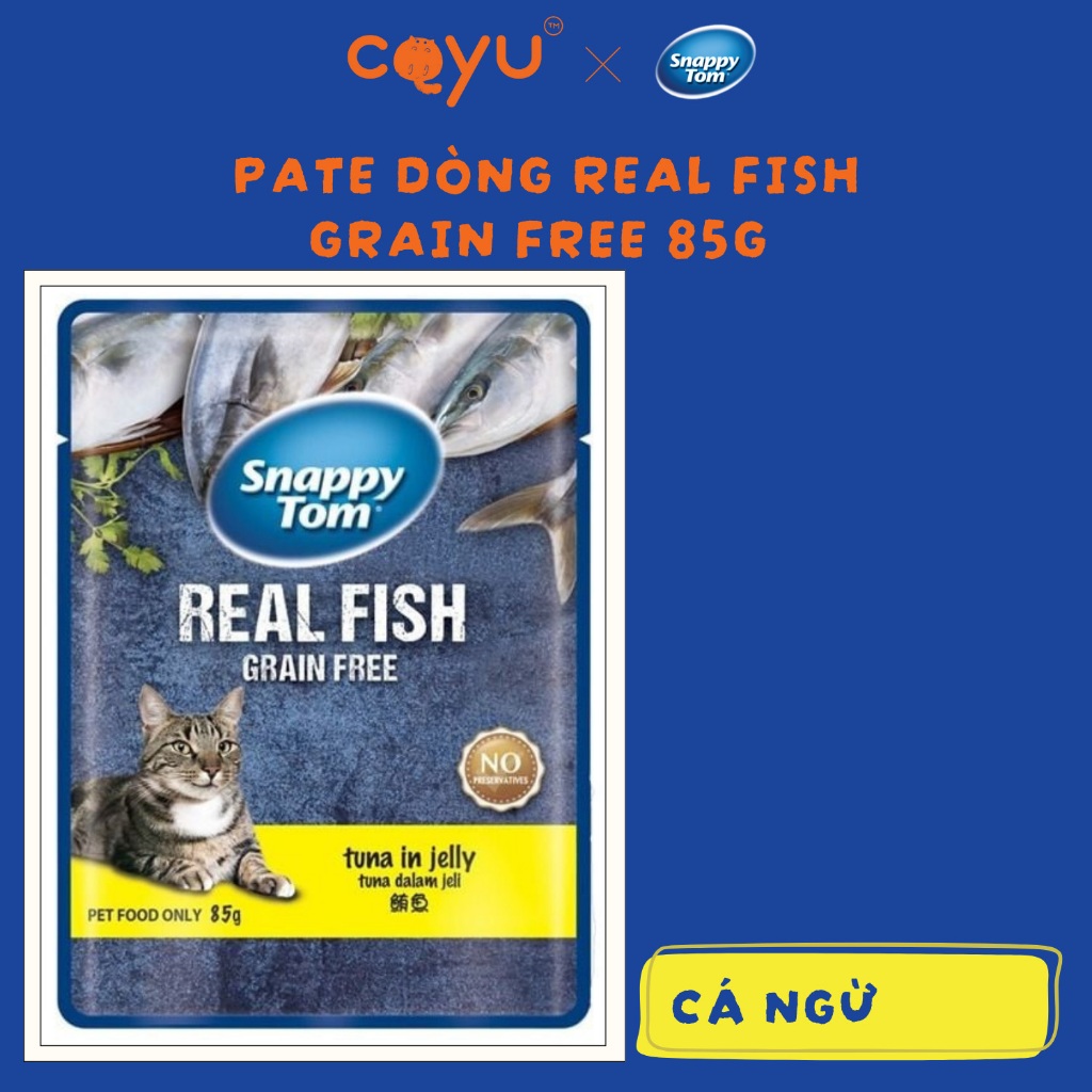 Hoả Tốc - Thức Ăn Ướt Cho Mèo - Snappy Tom 85g - Pate Real Meat Real Fish - Coyu