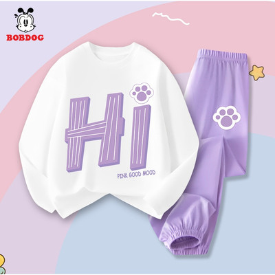 Bộ dài tay bé gái BOBDOG, quần áo cho bé chất liệu cotton cao cấp in hình cute TW-KS65