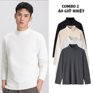  Combo 2 Áo Giữ Nhiệt Nam PN STORE Vải Co Giãn Cổ 3 Phân Dài Tay Cao Cấp Vải Lông Thỏ Cao Cấp AGN3P 