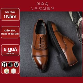  Giày Tây Oxford Nam Công Sở Da Bò Nguyên Tấm  Đế Cao 4cm Lịch Lãm Sang Trọng 