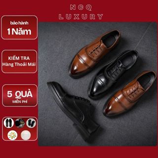 Giầy da oxford nam phong cách lịch lãm sang trọng dế cau su khâu - giầy da nam