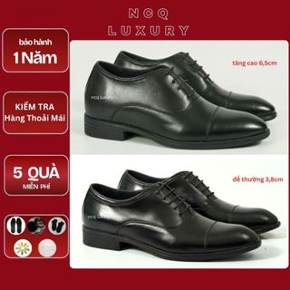 Giầy da công sở tăng chiều cao 6,5 cm da bò đế cao su khâu - giầy da nam
