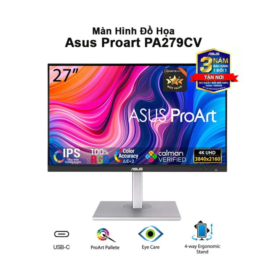 Màn Hình Chuyên Đồ Họa ASUS ProArt PA279CV 27″ 4K UHD IPS - Bảo hành 36 tháng