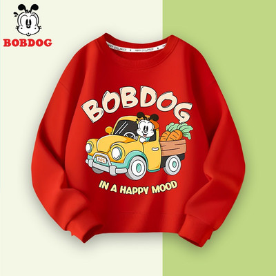 Áo sweater bé trai BOBDOG, áo dài tay cổ tròn cho bé chất da cá cotton mềm mịn họa tiết in hình ô tô