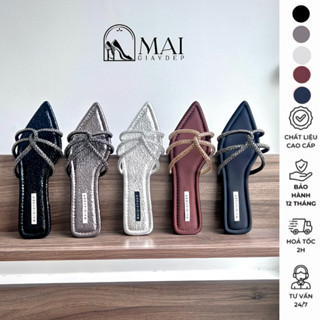 SOCO-(Chuẩn size)-Dép Nữ Mũi Nhọn Dây Đá Xoắn, Có Đệm Êm, Chất | MAIGIAYDEP