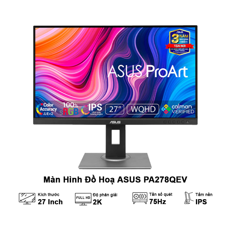 Màn Hình Đồ Họa ASUS ProArt PA278QEV – 27 inch | 2K QHD | IPS | 100% sRGB | 75Hz – Hàng Chính Hãng