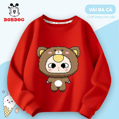 Áo nỉ thu đông bé trai BOBDOG áo bé trai chất da cá ấm áp in hình Baby Three  dễ thương cho bé