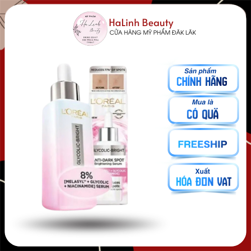 Tinh Chất (Serum) L'Oreal Paris Glycolic Bright Hỗ Trợ Sáng Da 8.0% Glycolic Acid 30Ml