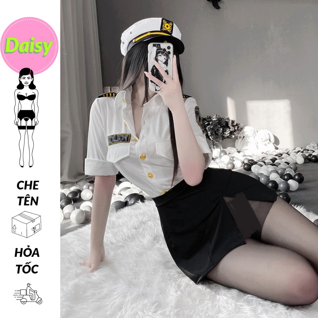 Cosplay nữ cảnh vệ bảo an gợi cảm sexy - váy ngủ hóa trang Security đầy đủ phụ kiện