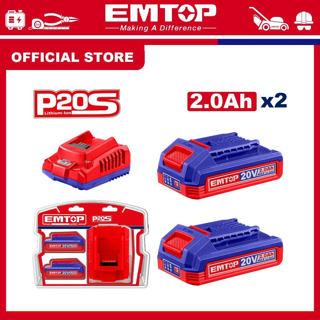 EMTOP Bộ pin và bộ sạc Lithium-Ion P20S ELBCPK2212
