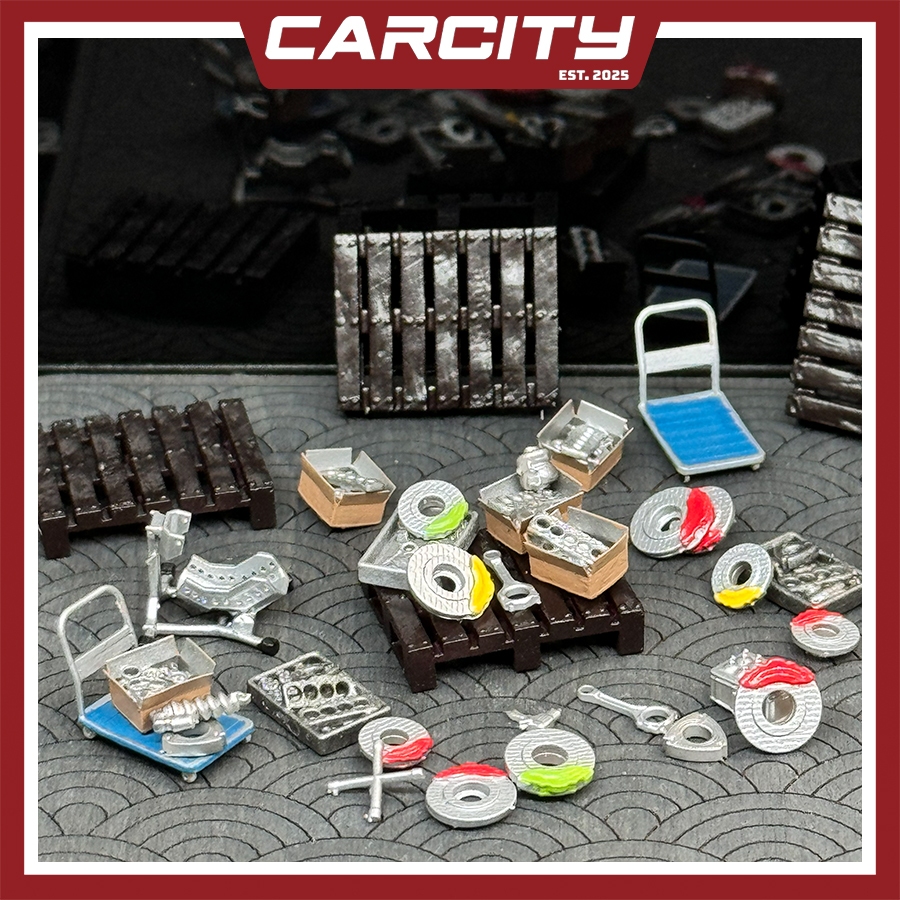 Mô hình pallet mini in 3D resin tỉ lệ 1:64, Phụ kiện gara mô hình Carcity, phụ kiện trang trí gara