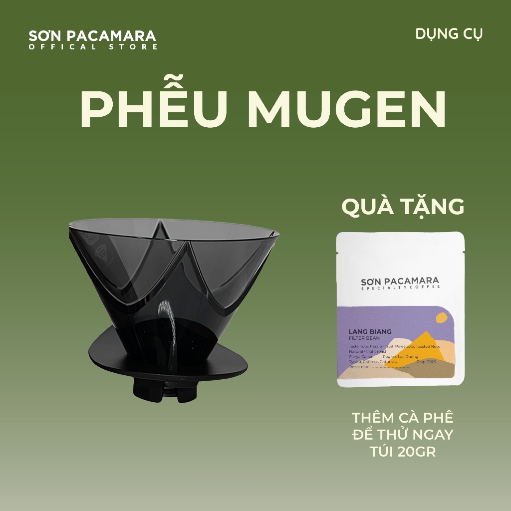 Phễu Pha Cà Phê V60 Mugen Hario Nhật Bản, Nhựa Đen 2 Cup, Phù Hợp Pha Cà Phê Tại Nhà Và Camping