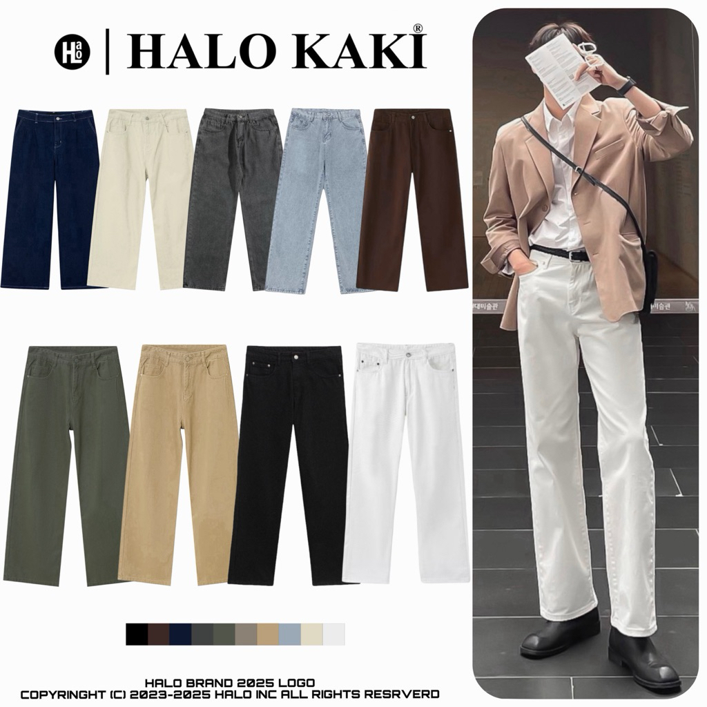 [FULL MÀU] QUẦN JEANS TRẮNG/ĐEN BAGGY TRƠN  (VẢI CAO CẤP) - FORM BAGGY SUÔNG ỐNG RỘNG BASIC NAM NỮ HALO KAKI