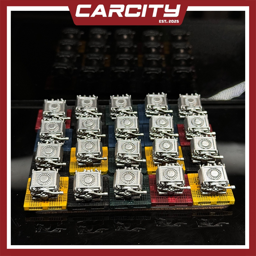 Mô hình động cơ ô tô kèm pallet tỉ lệ 1:64 in 3D resin, Phụ kiện gara mô hình Carcity, phụ kiện tran