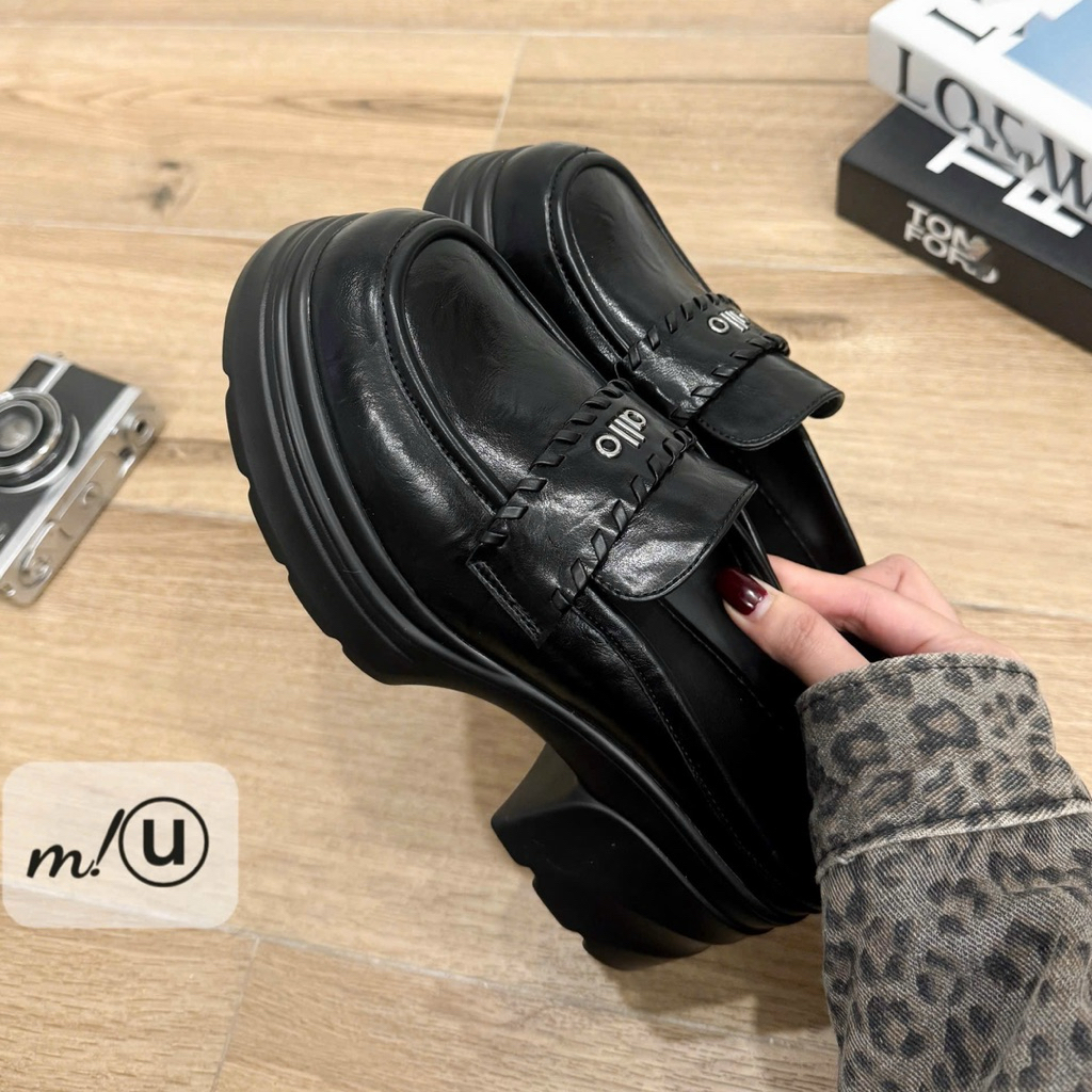 (video+ảnh thật)Sục Loafer Nữ Đế Cao 7cm Da Xi Mềm, Sục Đế Dày Tăng Chiều Cao, Sục Loafer Thời Trang