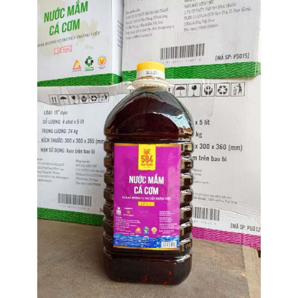Nước mắm cá cơm 12 độ đạm  chai 5L - 584 Nha Trang đậm đà hương vị truyền thống