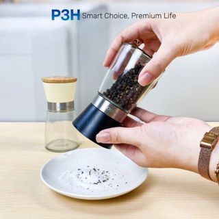 Cối xay tiêu thủy tinh lock&lock dung tích 140ml/170ml lưỡi sứ nắp gỗ sồi cko115 cko116 p3h store
