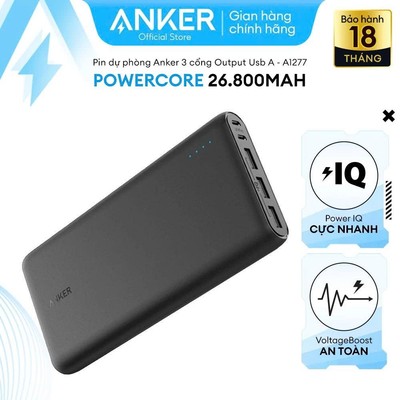 Sạc dự phòng ANKER PowerCore 26800mh[ KHÔNG SẠC NHANH+KHÔNG CÓ CỔNG TYPE-C]   - A1277