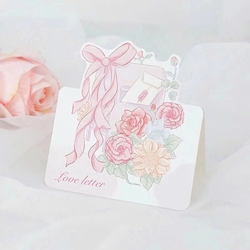 Thiệp chúc mừng sinh nhật, thiệp quà tặng họa tiết hoa 3D dễ thương phong cách cổ điển
