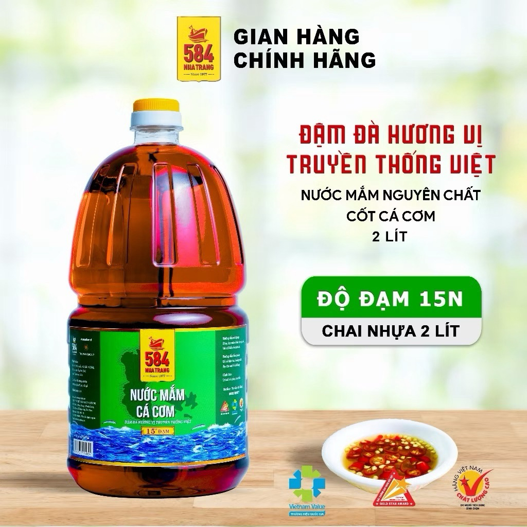 Nước mắm cá cơm 15 độ đạm can 2L- 584 Nha Trang đậm đà hương vị truyền thống