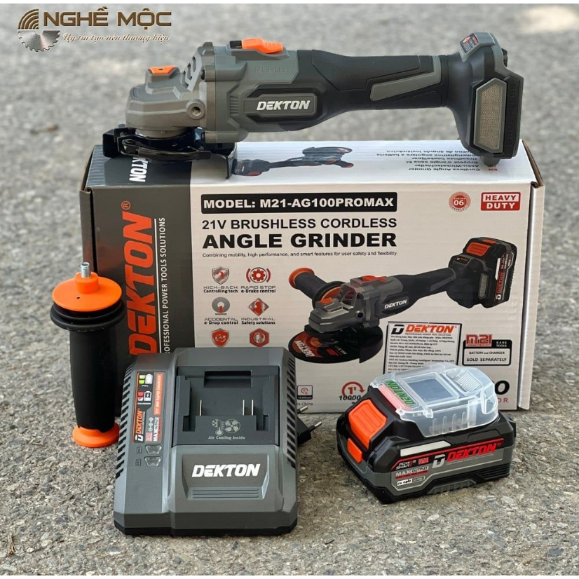 Máy mài góc dùng pin Dekton M21 AG100PROMAX có chỉnh tốc