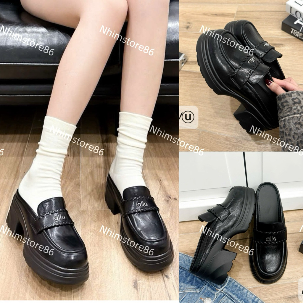 (video+ảnh thật)Sục Loafer Nữ Đế Cao 7cm Da Mềm, Sục Đế Dày Tăng Chiều Cao, Sục Loafer Thời Trang Ul