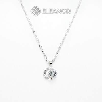 Dây chuyền bạc nữ Eleanor Accessories hình mặt trăng đính đá bạc 925 phụ kiện trang sức vòng cổ 6454