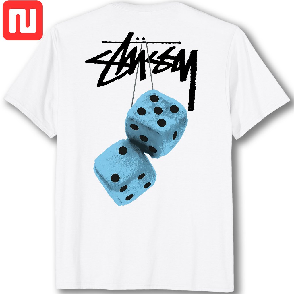 Áo thun cotton Stussy xúc xắc xanh treo dây cực chất form rộng unisex nam nữ nhiều màu NS038