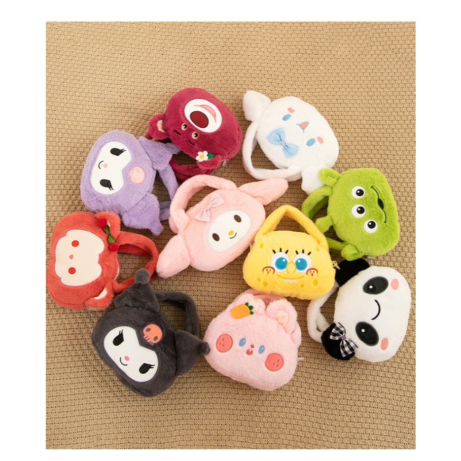 Túi gấu bông túi đeo chéo Cabybara Kuromi CInnamon Melody Gấu trúc Alien Gấu dâu Mèo đi hia siêu dễ 