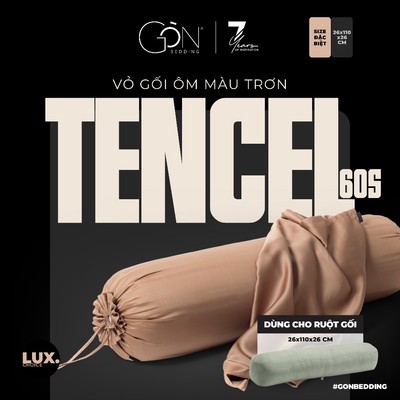 [Custom Size] Vỏ Gối Ôm Gòn Bedding Lụa Tencel 60s Cao Cấp Màu Trơn 26x110x26 cm