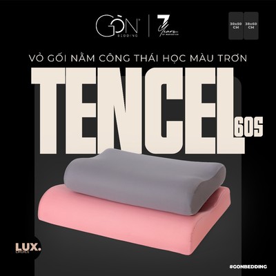 Vỏ Gối Công Thái Học Gòn Bedding Lụa Tencel 60s Màu Trơn 30x50 | 38x60