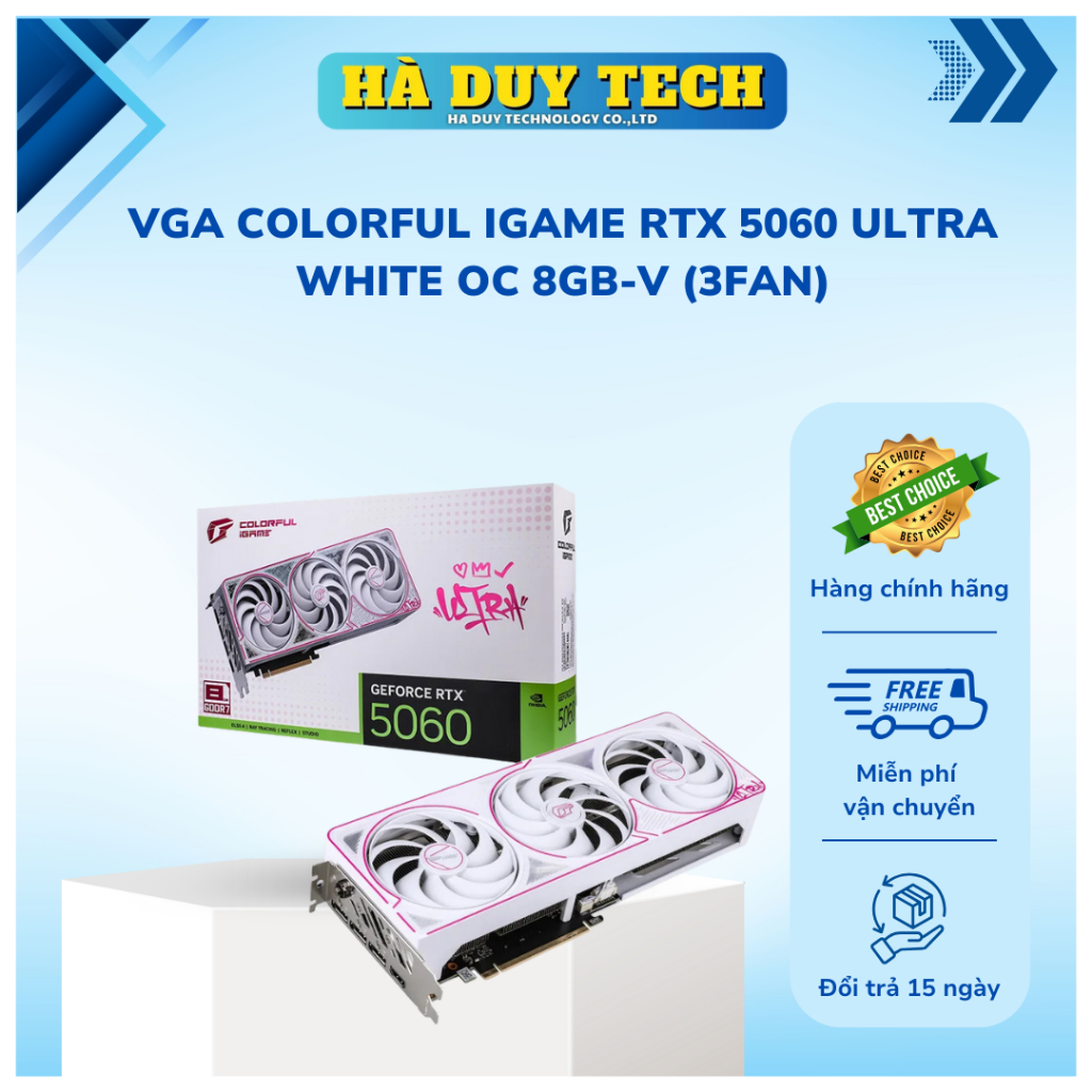 VGA COLORFUL IGAME RTX 5060 ULTRA WHITE OC 8GB-V (3Fan)- Chính Hãng- BH 36th- HaDuyTechVN