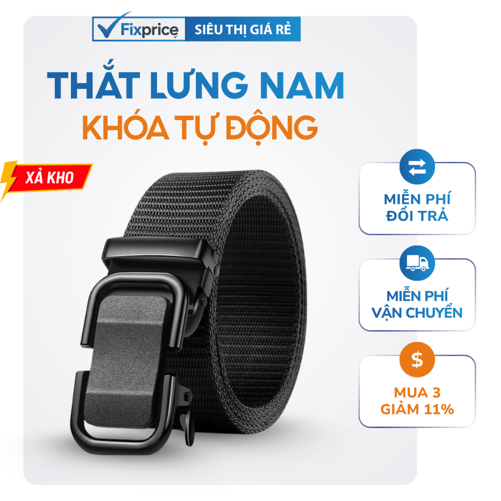 [Xả kho] Thắt Lưng Nam Nữ Unisex Vải Dù Canvas FixPrice Bản Khóa Kim Loại Tự Động Phong Cách Hàn Quốc