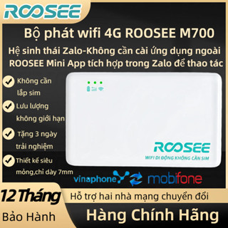 Bộ phát wifi 4G ROOSEE M700 -không cần lắp sim , hai mạng chuyển đổi, siêu mỏng chỉ dày 7mm,thích hợp ROOSEE mini app