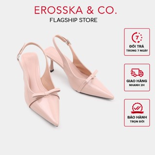 [EROSSKA] - Giày cao gót nữ mũi nhọn phối nơ kiểu dáng đơn giản thanh lịch màu hồng cao 8cm - EH044