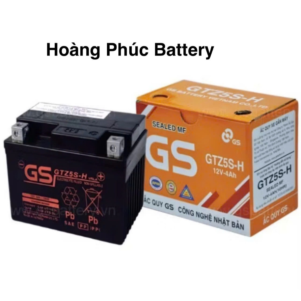 Bình ắc quy GS GTZ5S-H 12V 4Ah dùng cho xe máy Honda, Yamaha, Suzuki - Siêu bền, đề nổ mạnh mẽ