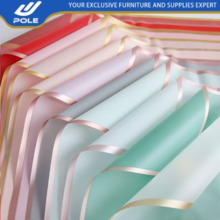 [58x58CM]Giấy gói hoa viền vàng đồng nhũ -hoa giả,phụ kiện làm hoa, handmade,Sấp 20 Tờ