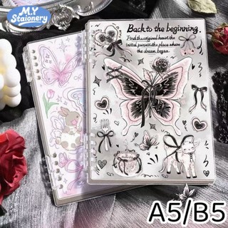  Sổ Còng B5 thay được giấy kẻ ngang 120trang M.Y,Khuyết Còng Không Đau Tay bìa hình bướm làm sổ tay ghi chép 