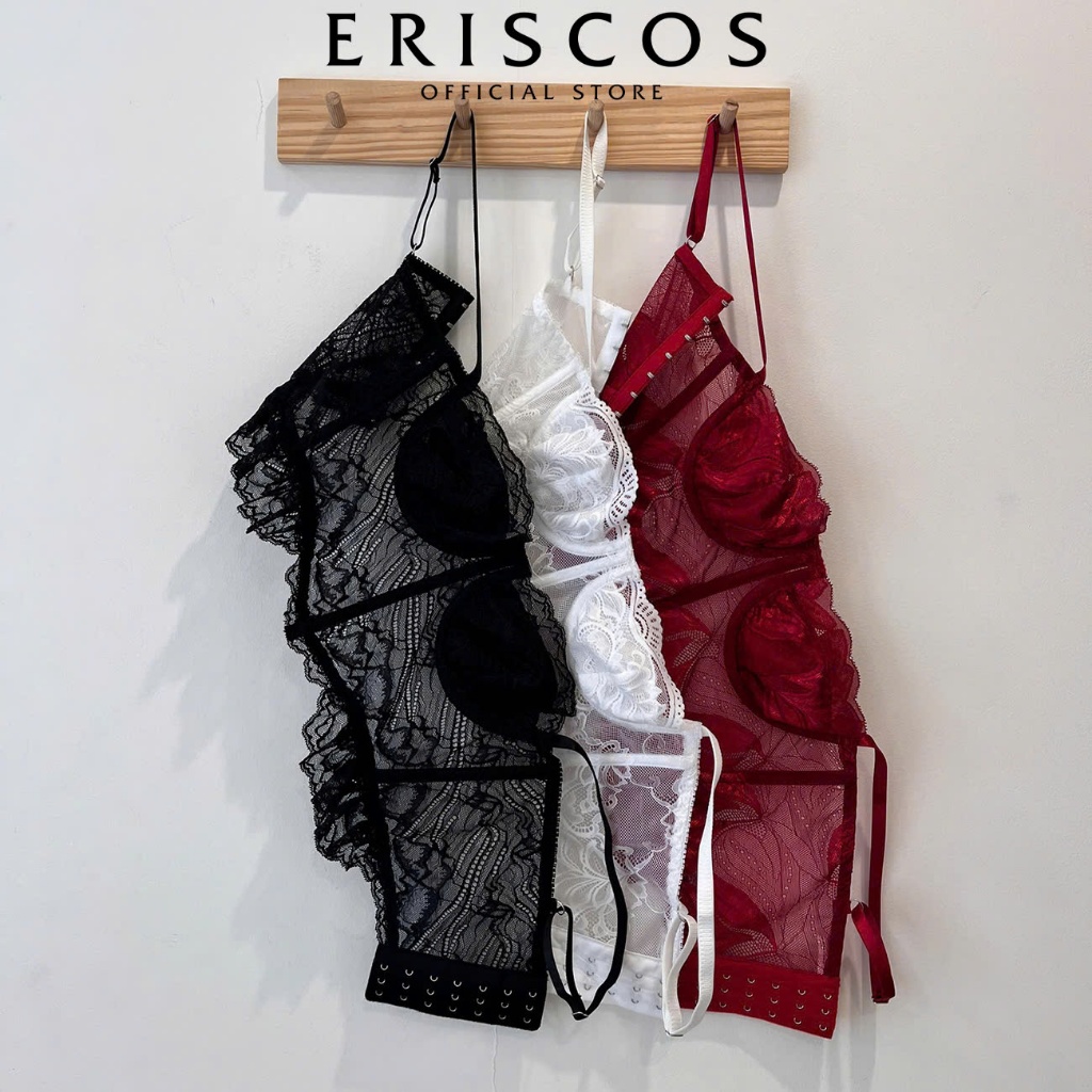 Eriscos áo corset ren có gọng nâng nhẹ ngực dáng quả ngang ôm nửa quả chân áo mix bèo quyến rũ mùa T