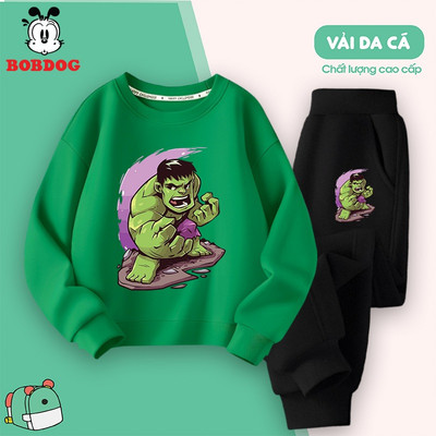 Bộ quần áo nỉ cho bé trai BOBDOG, quần áo bé trai chất da cá ấm áp in siêu anh hùng cute MX-BDO98