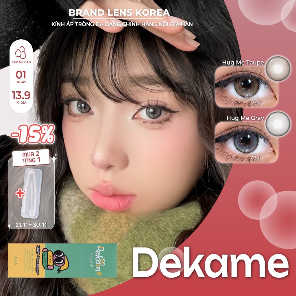 LENS 1 NGÀY cận BRANDLENSKOREA lens Hàn có viền tròn mắt 14.5 trong veo chính hãng ISHA DEKAME HUGME