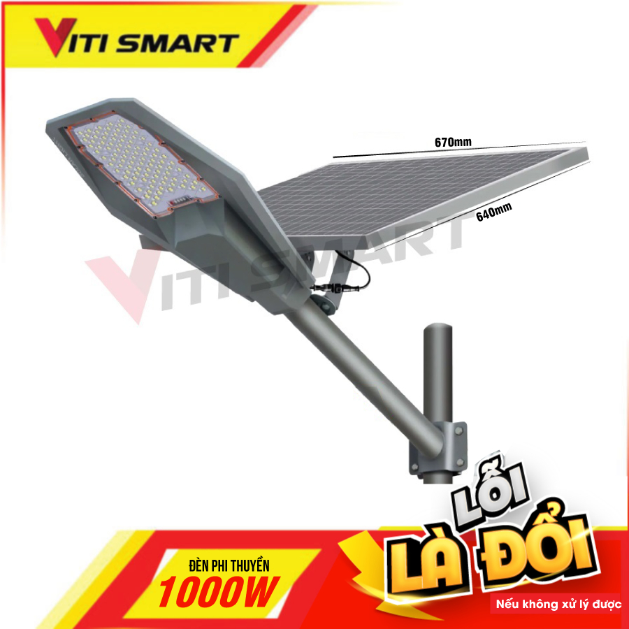 Đèn Năng Lượng Mặt Trời Phi Thuyền VITI SMART công suất 1000W, đèn sân vườn đường đi siêu sáng, chốn